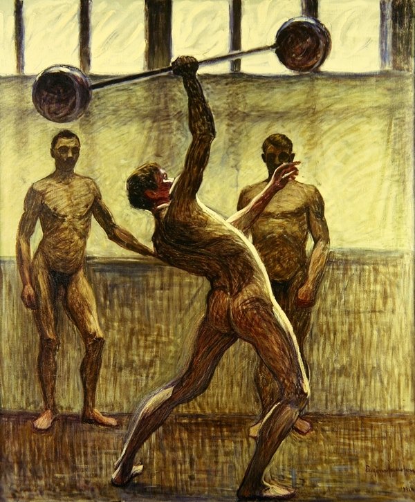 Lifting Weights with One Arm by Eugene Jansson,A3(16x12")Poster