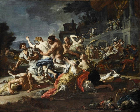 The Battle between Lapiths and Centaurs, vintage artwork by Francesco Solimena, 12x8" (A4) Poster