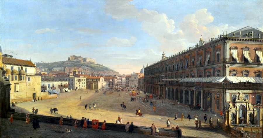 Veduta del Largo di Palazzo a Napoli, vintage artwork by Caspar van Wittel, 12x8" (A4) Poster