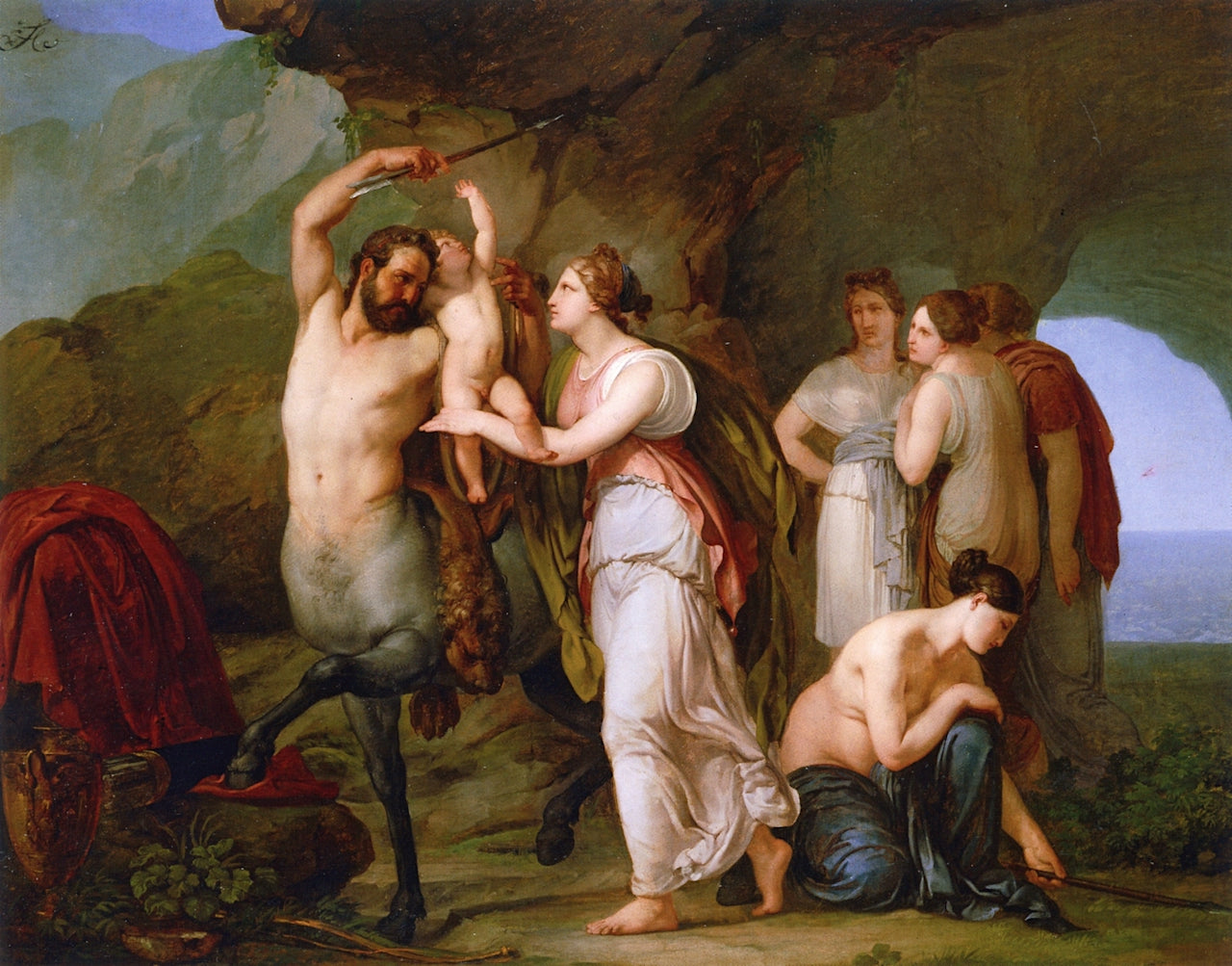 The Education of Achilles, vintage artwork by Francesco Paolo Hayez, A3 (16x12") Poster Print