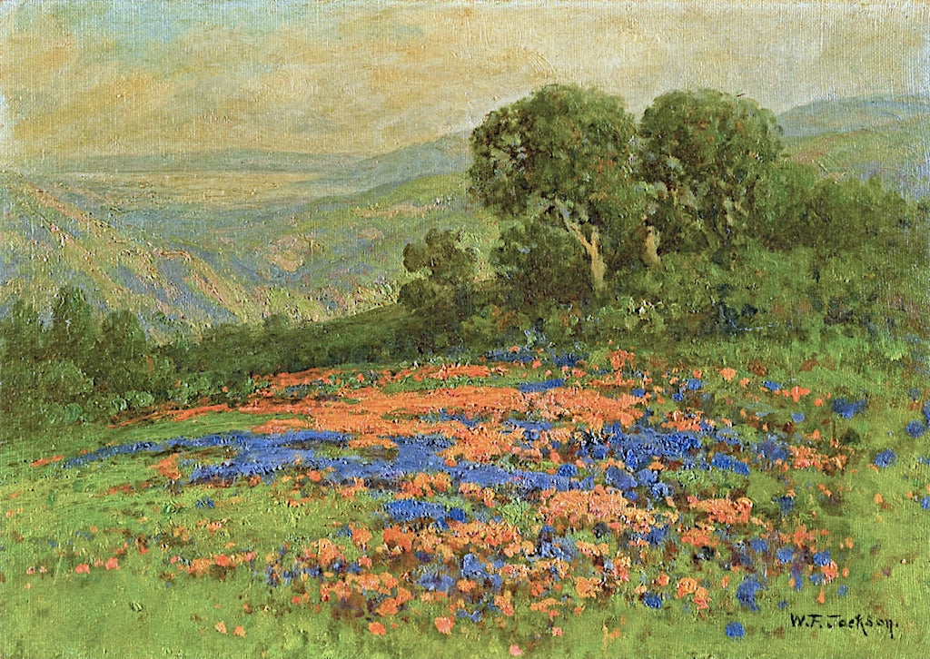 Wildflowers on Rolling Hills, vintage artwork by William Franklin Jackson, 12x8" (A4) Poster