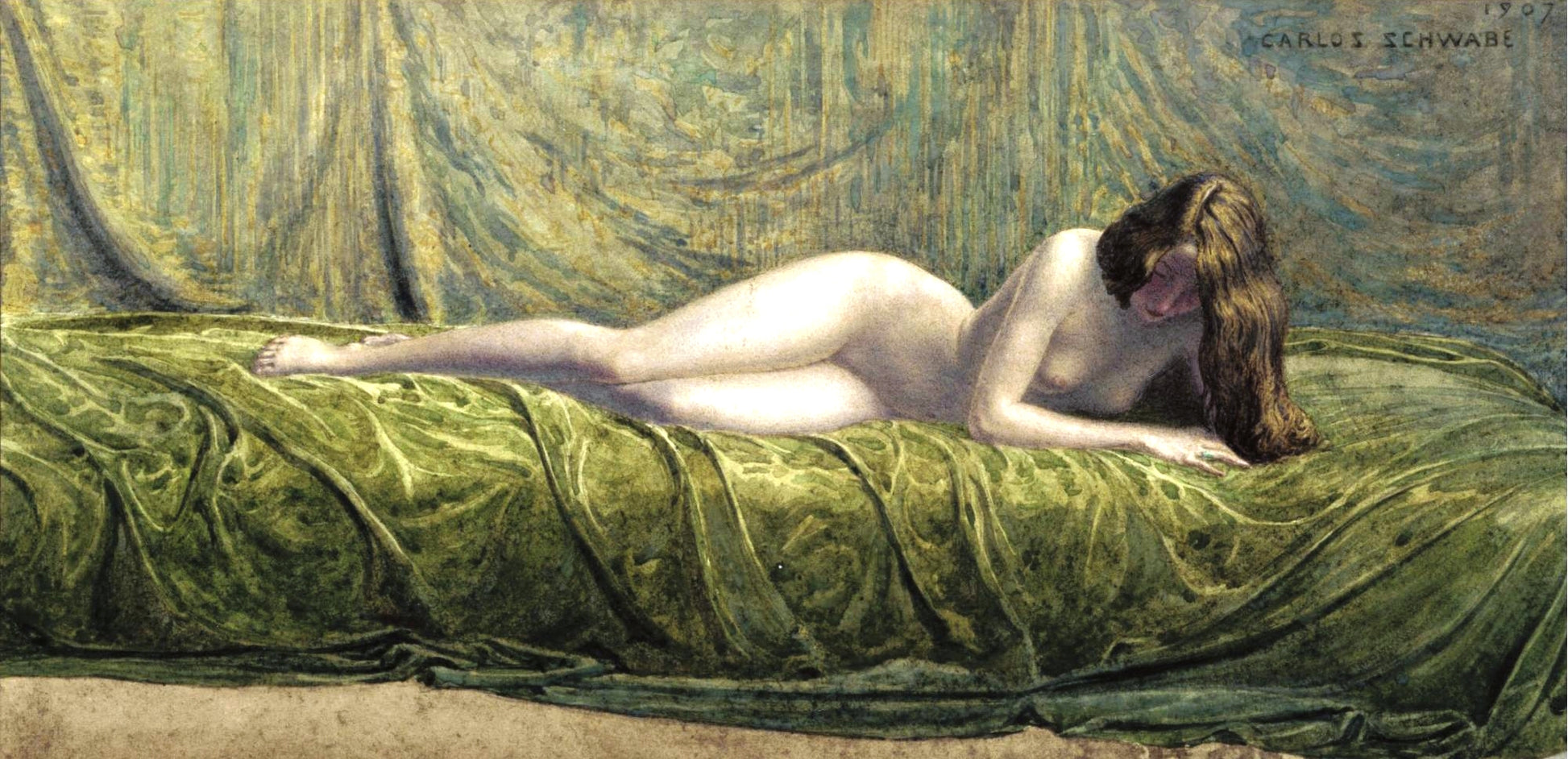 The Jade Ring, vintage artwork by Carlos Schwabe, 12x8" (A4) Poster