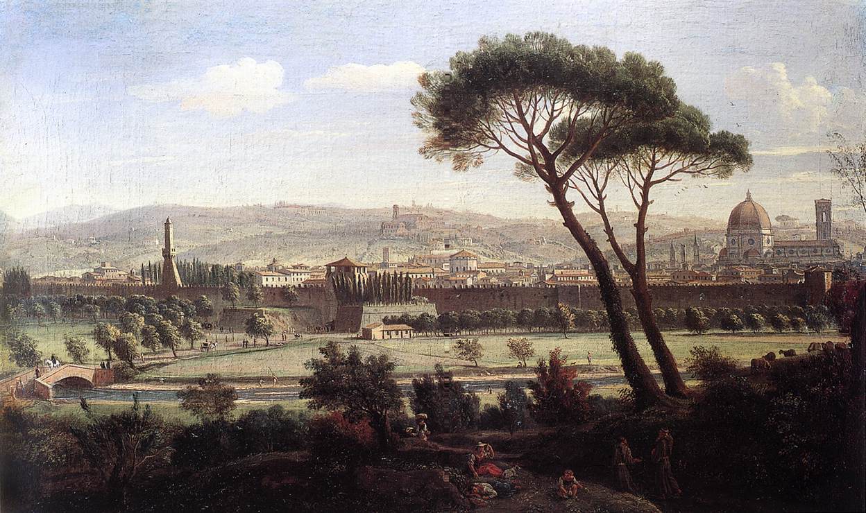 View of Florence from the Via Bolognese, vintage artwork by Caspar van Wittel, 12x8" (A4) Poster