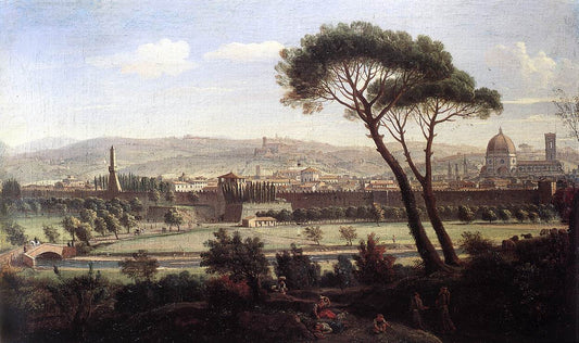 View of Florence from the Via Bolognese, vintage artwork by Caspar van Wittel, 12x8" (A4) Poster