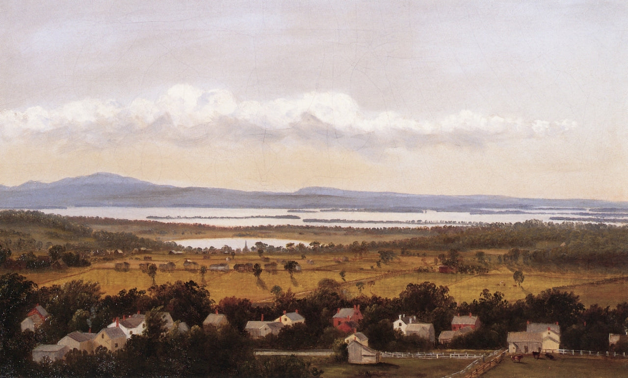 View from St. Albans, Vt., vintage artwork by Charles Louis Heyde, 12x8" (A4) Poster