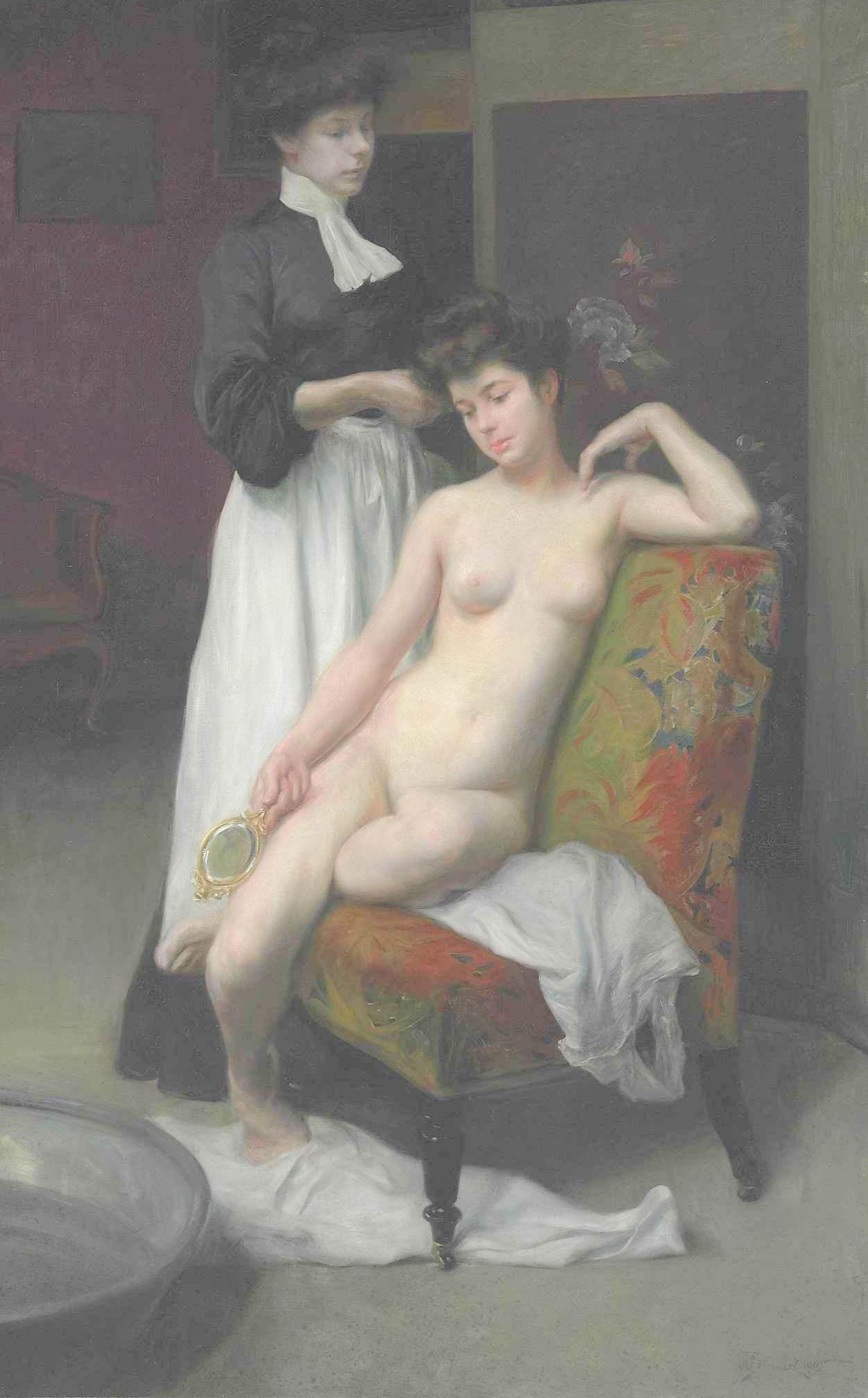 After the Bath, vintage artwork by Julius LeBlanc Stewart, 12x8" (A4) Poster