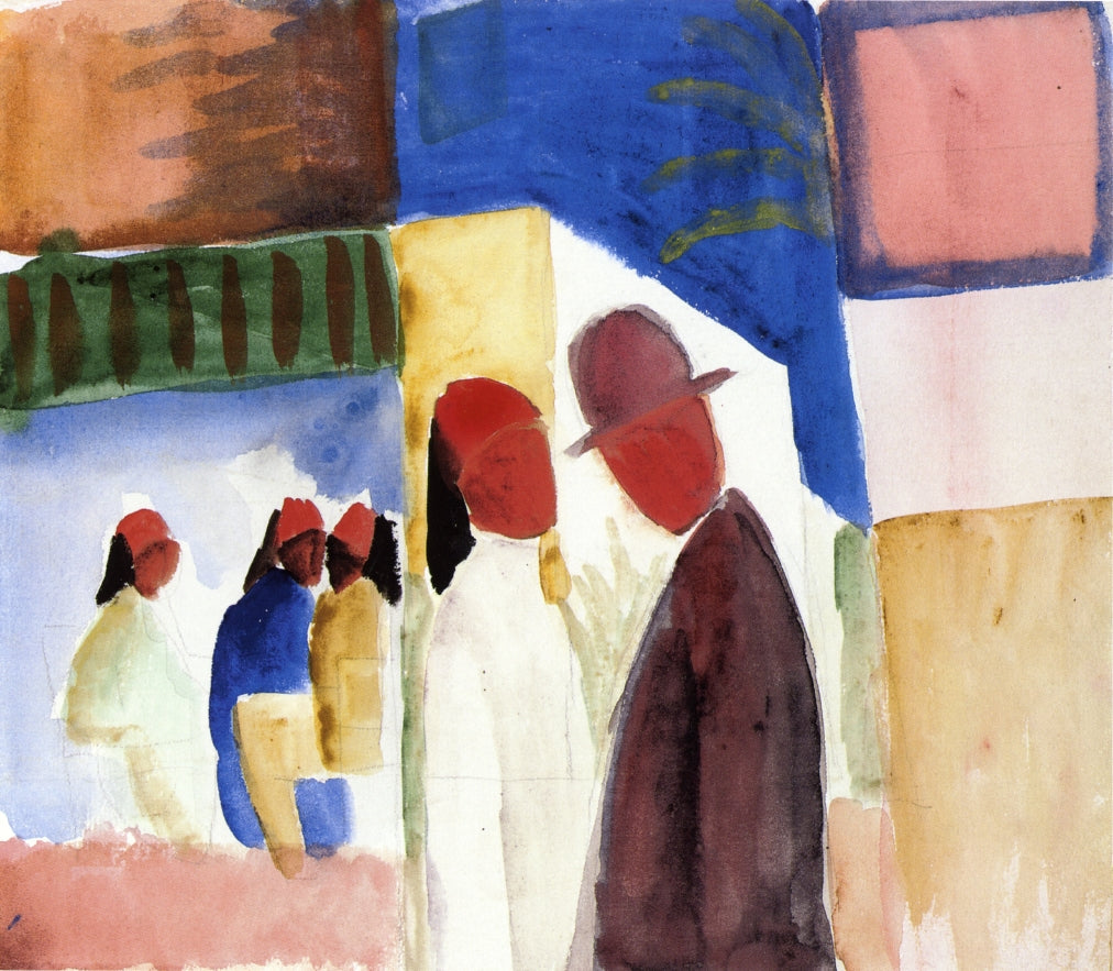 On the Street, vintage artwork by August Macke, 12x8" (A4) Poster