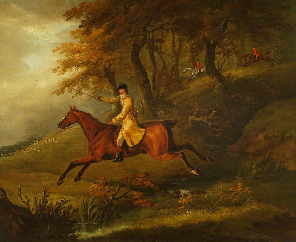 Thomas Oldaker, Huntsman to the Berkeley, on His Hunter 'Magic' Breaking Cover, vintage artwork by John Nost Sartorius, 12x8" (A4) Poster