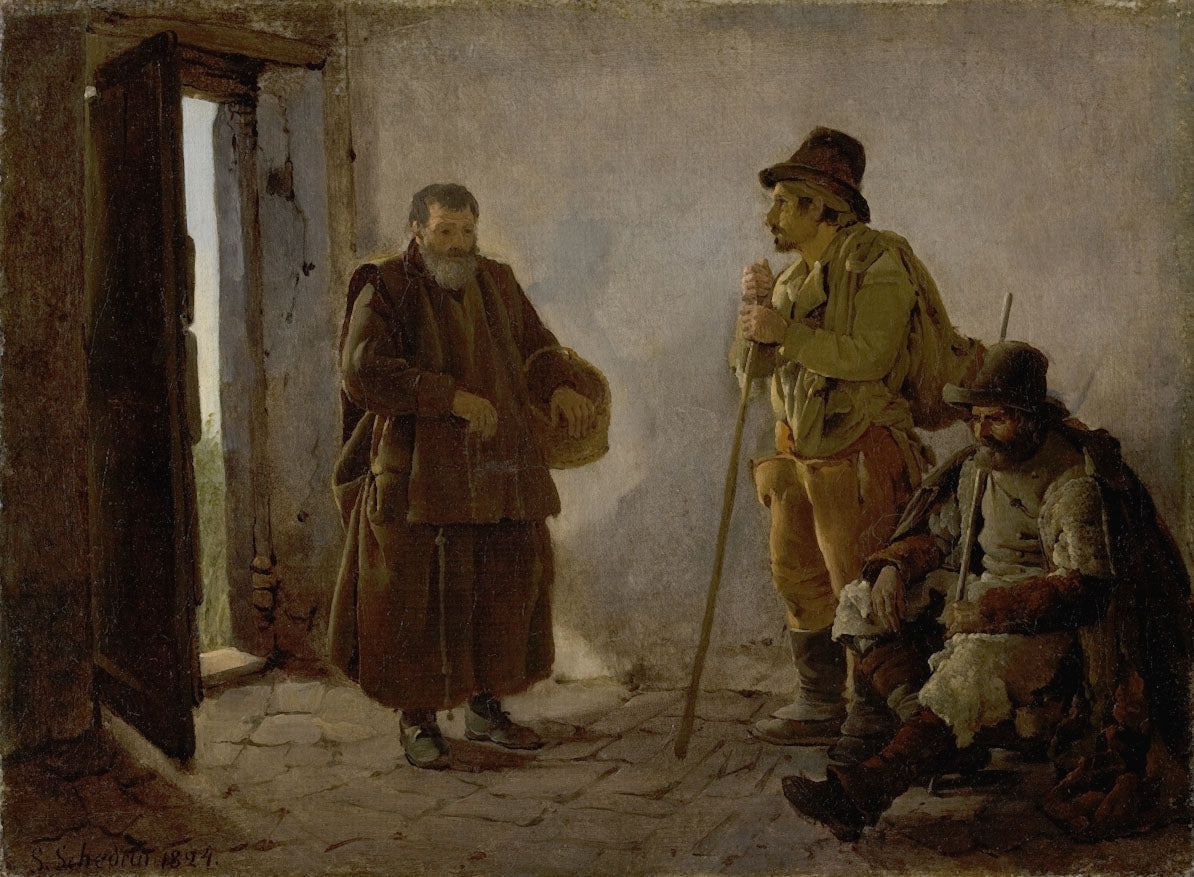 Pilgrims, vintage artwork by Silvester Shchedrin, 12x8" (A4) Poster