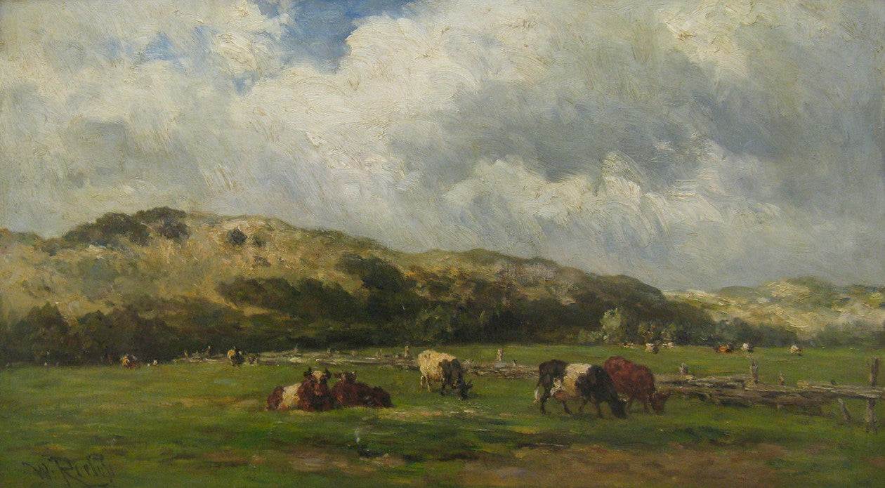 Cows at Bloemendaal, vintage artwork by Willem Roelofs, 12x8" (A4) Poster
