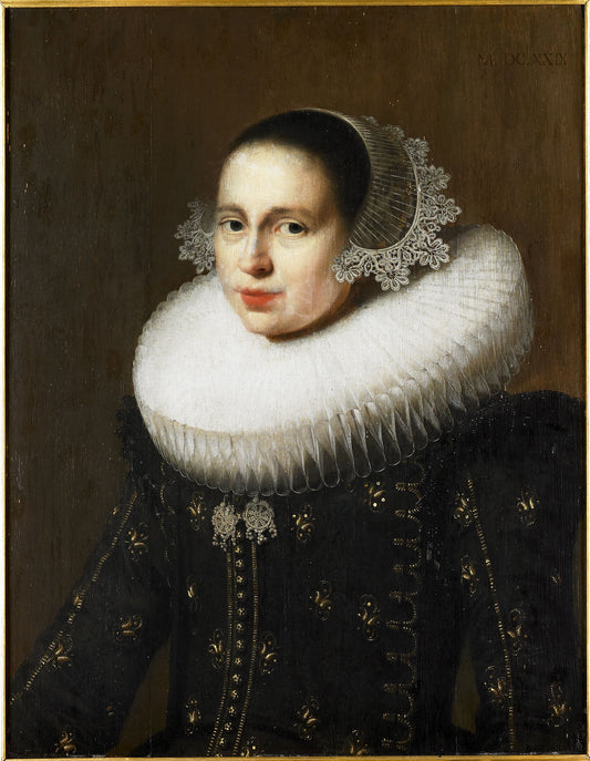 Portrait of Hendrickje Uylenburgh, vintage artwork by Wybrand Geest, 12x8" (A4) Poster