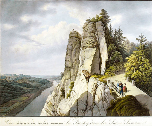 Basteifelsen, vintage artwork by Christian Gottlob Hammer, 12x8" (A4) Poster