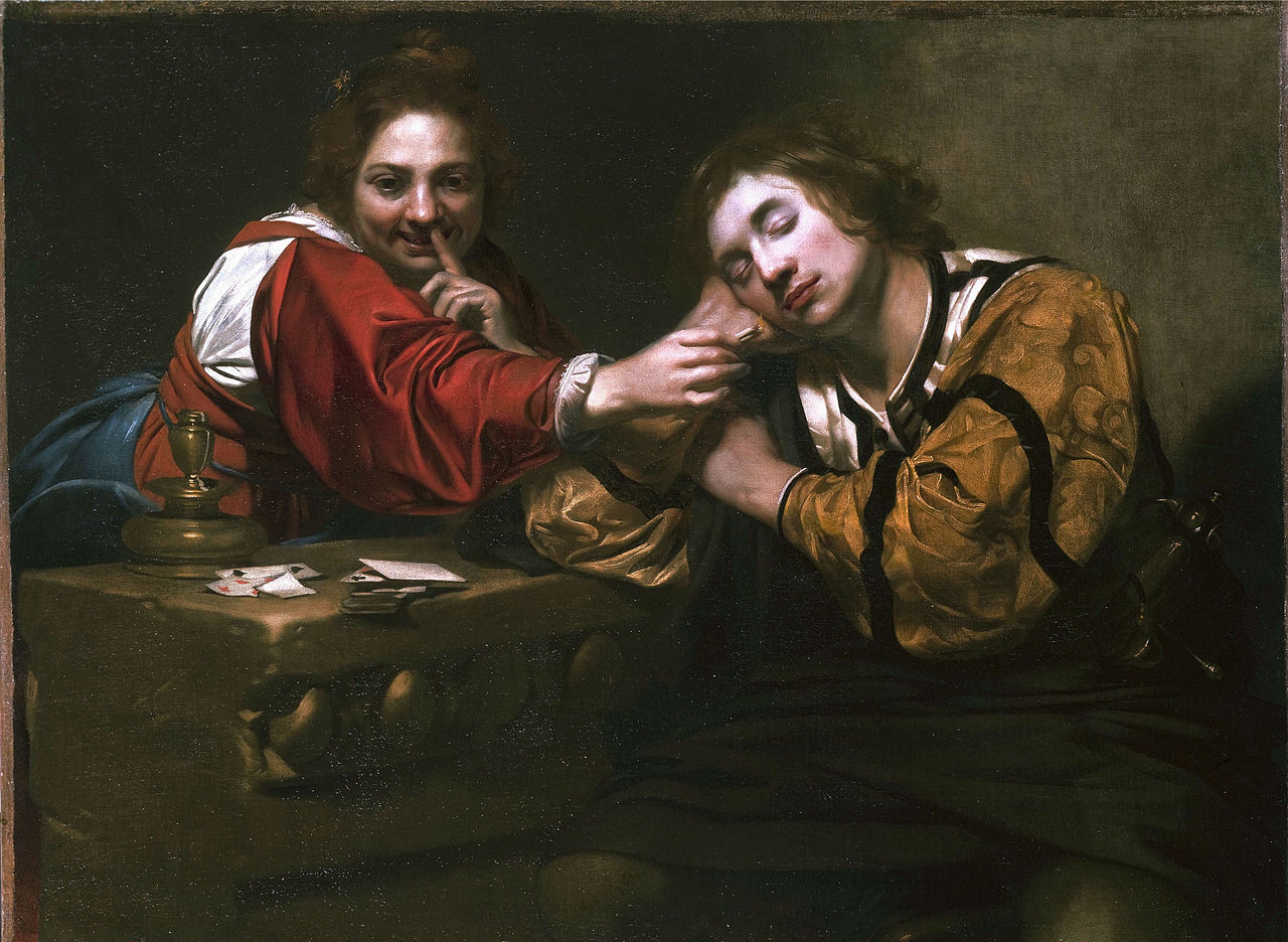Sleeper Awakened by  a Young Woman with a Lit Wick, vintage artwork by Nicolas Regnier, 12x8" (A4) Poster
