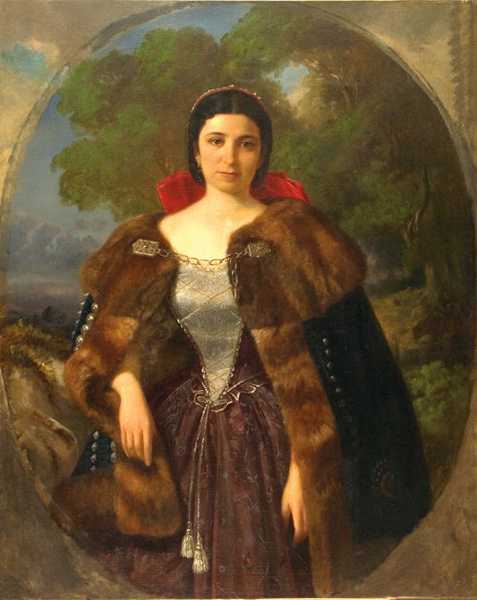 Portrait of Róza Laborfalvi, vintage artwork by Károly Telepy, 12x8" (A4) Poster