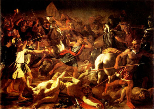 Battle of Gideon Against the Midianites, vintage artwork by Nicolas Poussin, 12x8" (A4) Poster