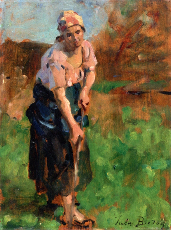 The Hoe (sketch for , vintage artwork by Jules-Adolphe Breton, 12x8" (A4) Poster