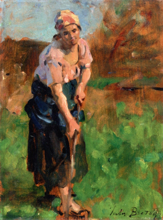 The Hoe (sketch for , vintage artwork by Jules-Adolphe Breton, 12x8" (A4) Poster