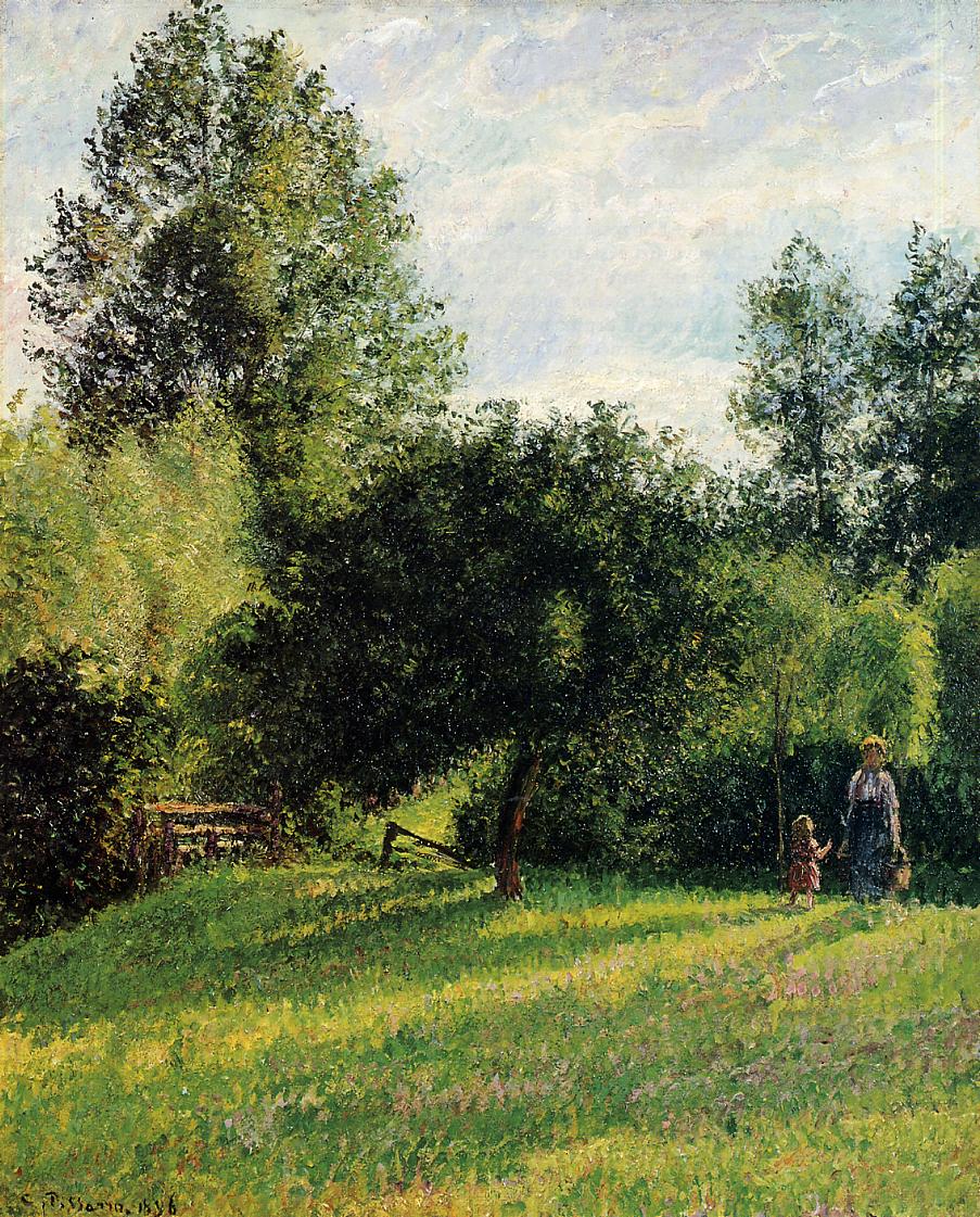 Apple Trees, Sunset, Eragny, vintage artwork by Camille Pissarro, 12x8" (A4) Poster