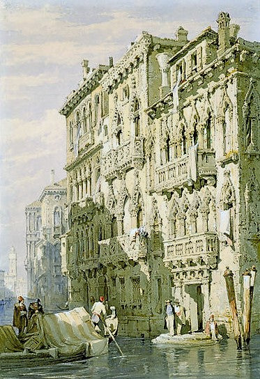 Palazzo Contarini Fasan, on the Grand Canal, Venice, vintage artwork by Samuel Prout, A3 (16x12") Poster Print