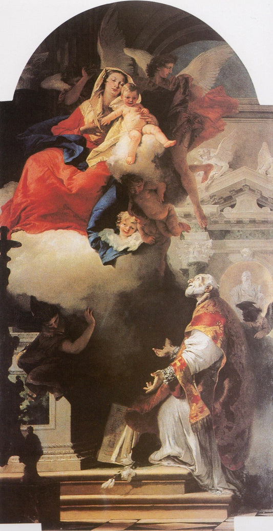 Mary reveal to the Holy Filippo Neri, vintage artwork by Giovanni Battista Tiepolo, 12x8" (A4) Poster