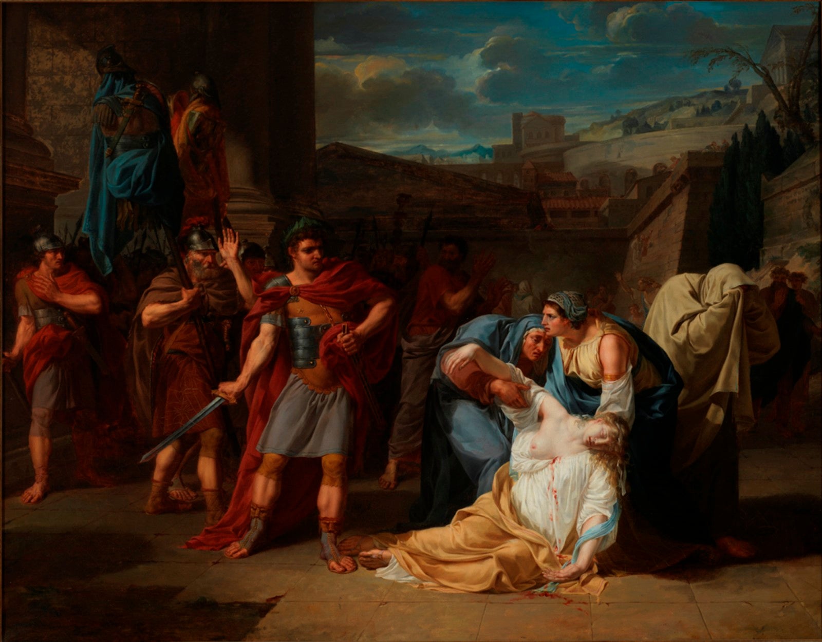 The Death of Camilla, vintage artwork by Guillaume Guillon-Lethiere, 12x8" (A4) Poster