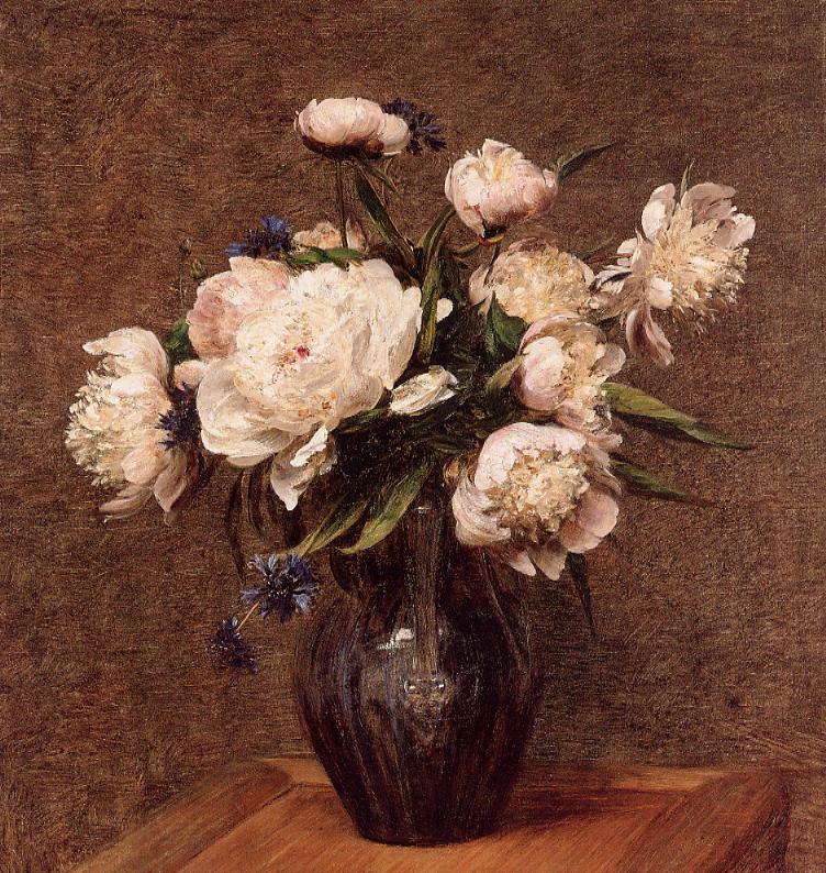 Bouquet of Peonies, vintage artwork by Henri Fantin-Latour, 12x8" (A4) Poster