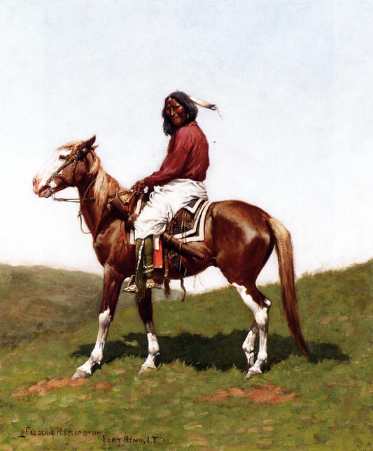 Comanche Brave, Fort Reno, Indian Territory, vintage artwork by Frederic Remington, 12x8" (A4) Poster