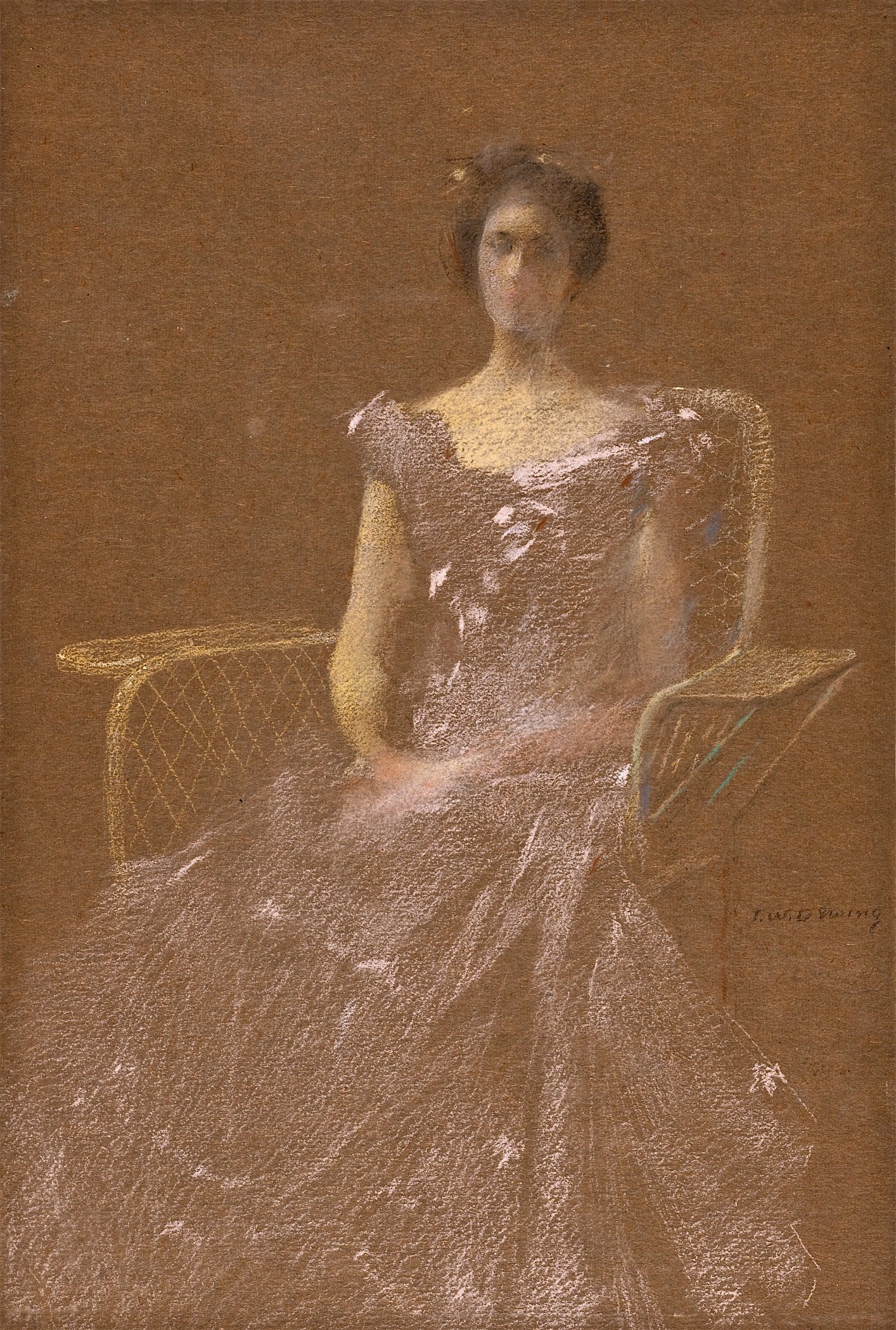 Lady in Rattan Armchair by Thomas Wilmer Dewing,A3(16x12")Poster