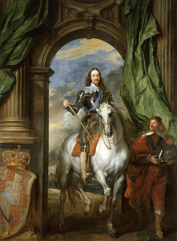 Charles I with Saint Antoine, vintage artwork by Anthony van Dyck, 12x8" (A4) Poster
