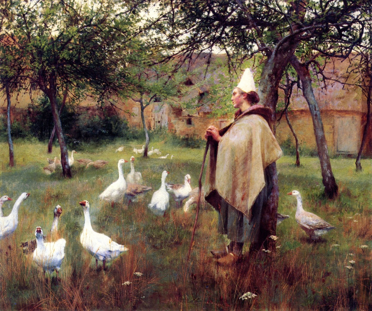 Goose Girl by Charles James Theriat,A3(16x12")Poster