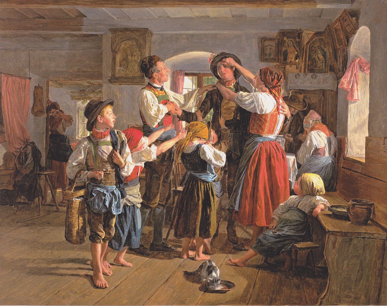 The Departure of the Conscript, vintage artwork by Ferdinand Georg Waldmüller, A3 (16x12") Poster Print