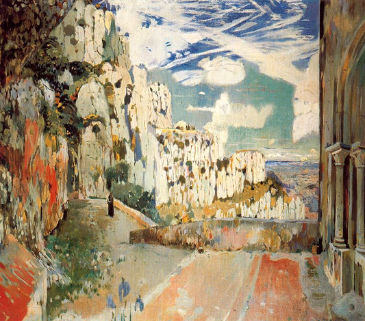 Camí de la cova de Montserrat, vintage artwork by Joaquin Mir  Trinxet, 12x8" (A4) Poster