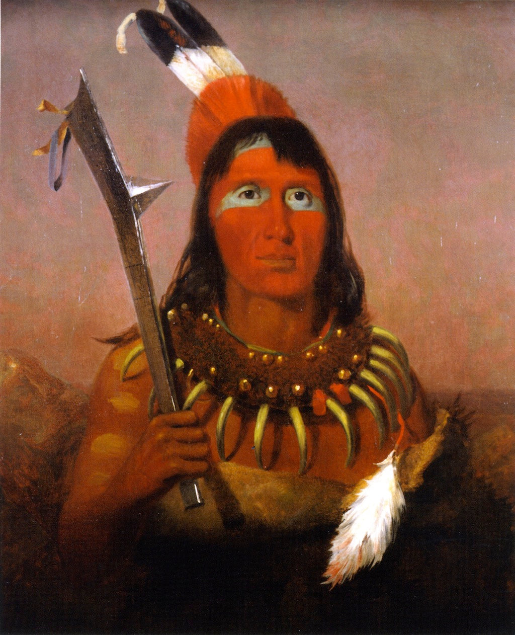 Winnebago with Bear-Claw Necklace and Spiked Club, vintage artwork by Charles Deas, A3 (16x12") Poster Print