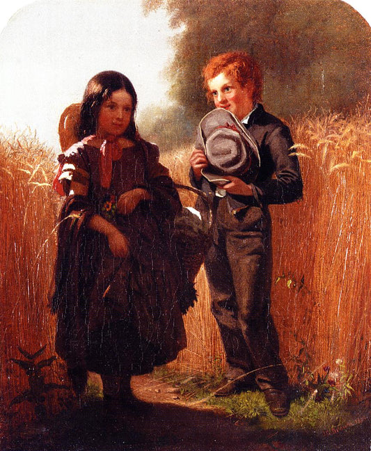 Coming Thro' the Rye, vintage artwork by John George Brown, 12x8" (A4) Poster