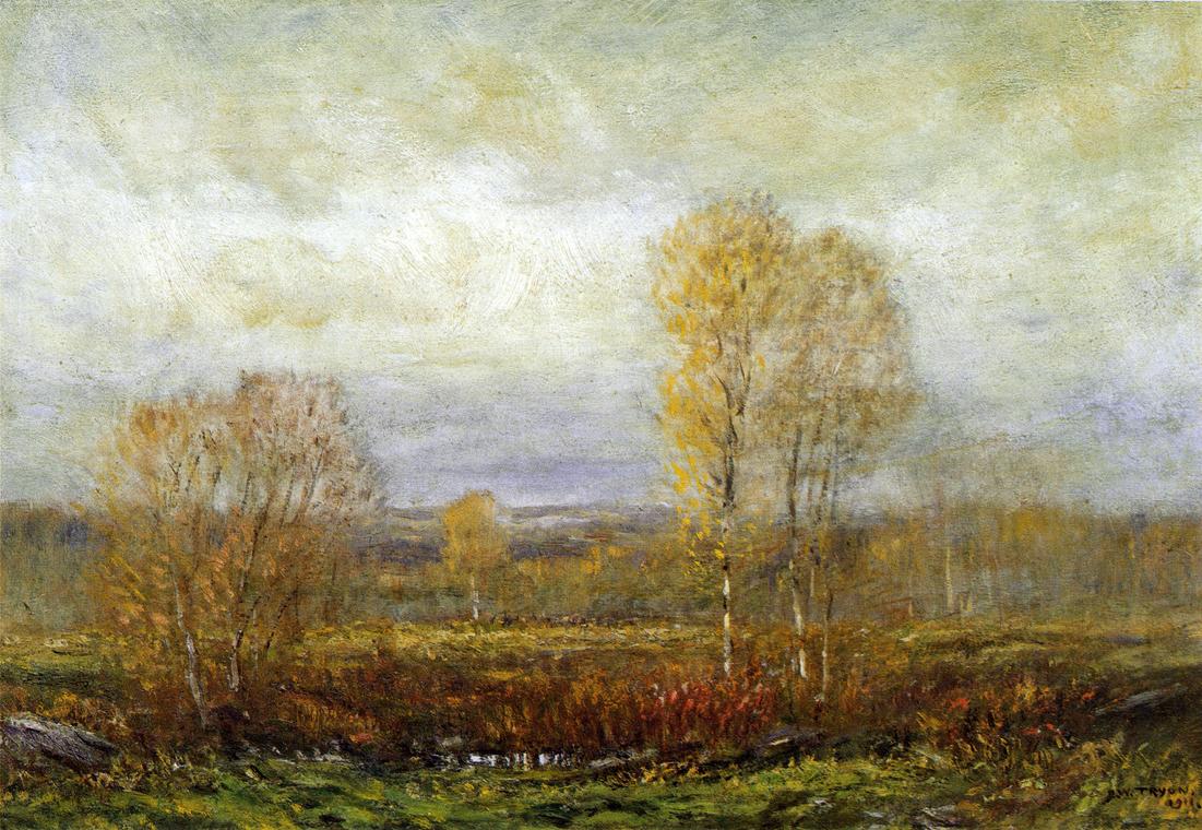 Autumn Day, vintage artwork by Dwight W. Tryon, 12x8" (A4) Poster