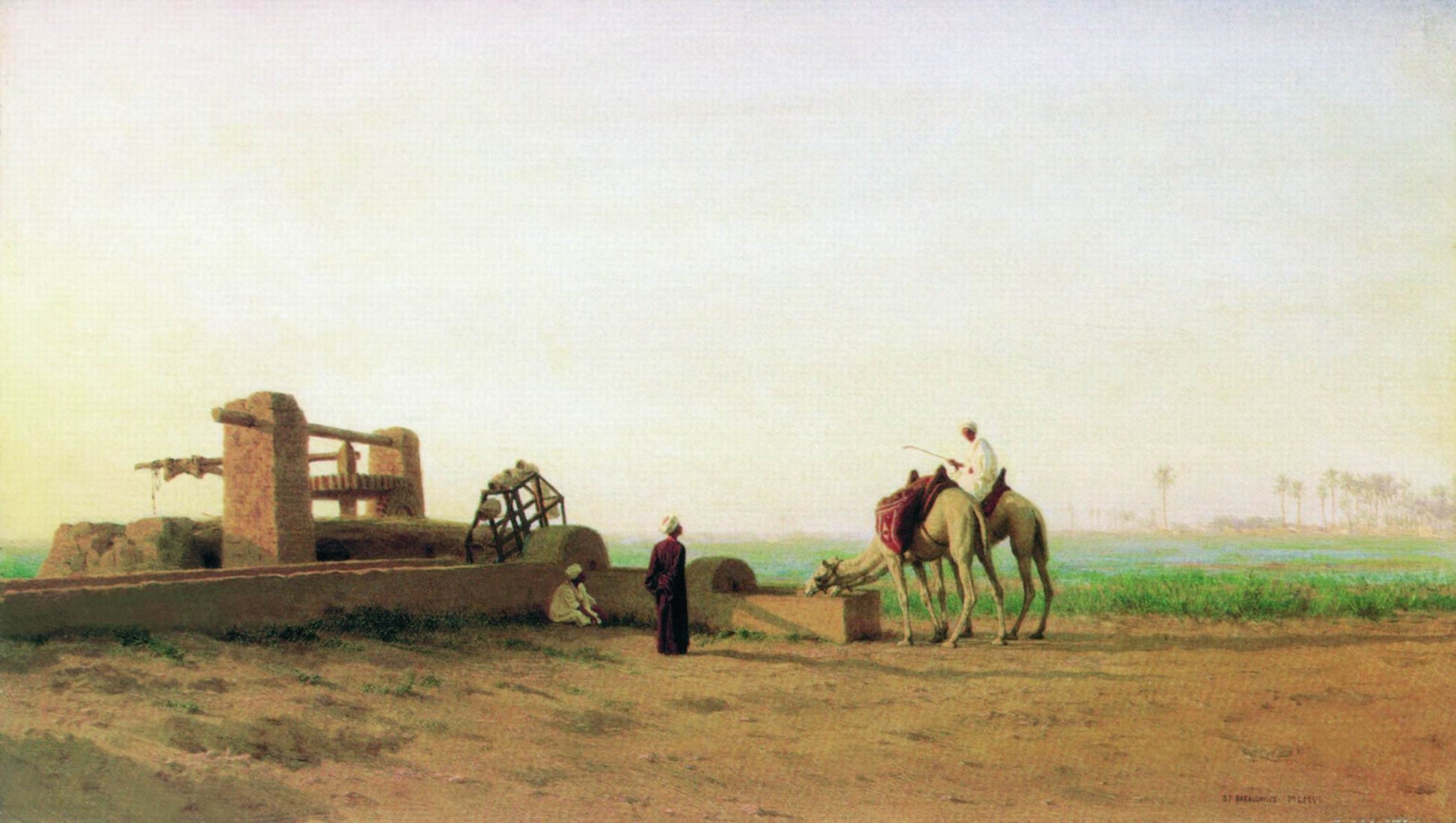 At the Well, Algeria by Stefan Bakalowicz,A3(16x12")Poster