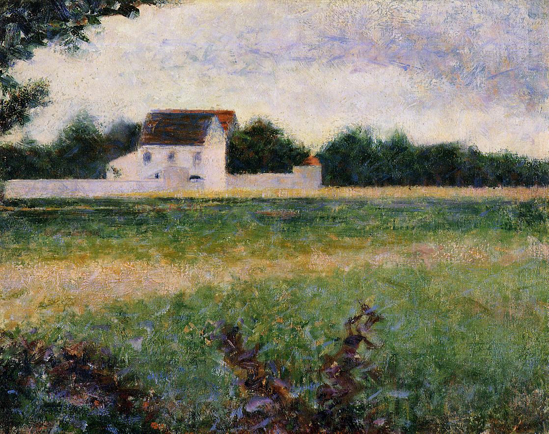 Landscape of the Ile de France, vintage artwork by Georges Seurat, 12x8" (A4) Poster