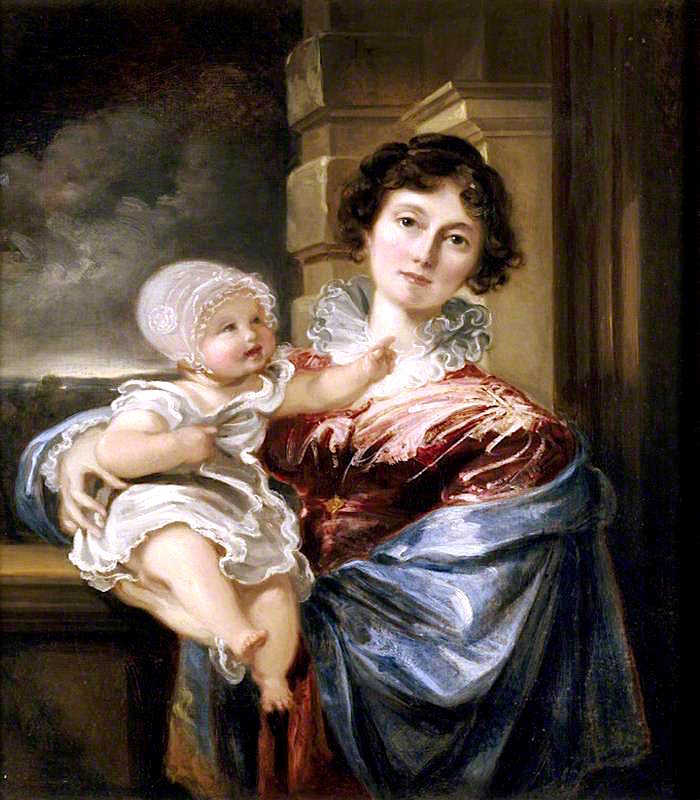 Sarah Smith, Lady Elton, and Her Son Edmund William Elton, vintage artwork by Thomas Barker, 12x8" (A4) Poster