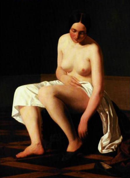 Girl with Slippers – Model Study of Madam Hack, vintage artwork by Hans  Jørgen Hammer, A3 (16x12") Poster Print