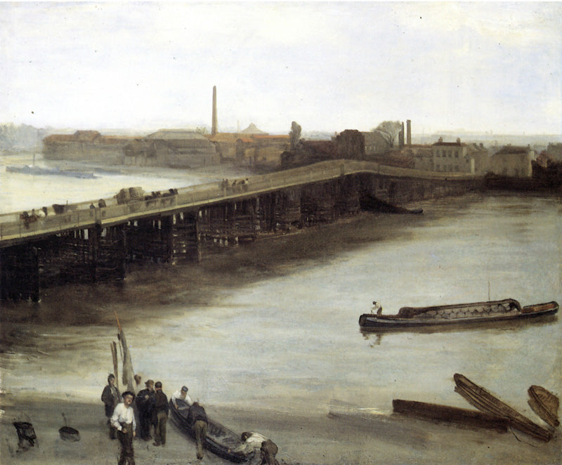 Brown and Silver: Old Battersea Bridge, vintage artwork by James Abbott McNeill Whistler, 12x8" (A4) Poster