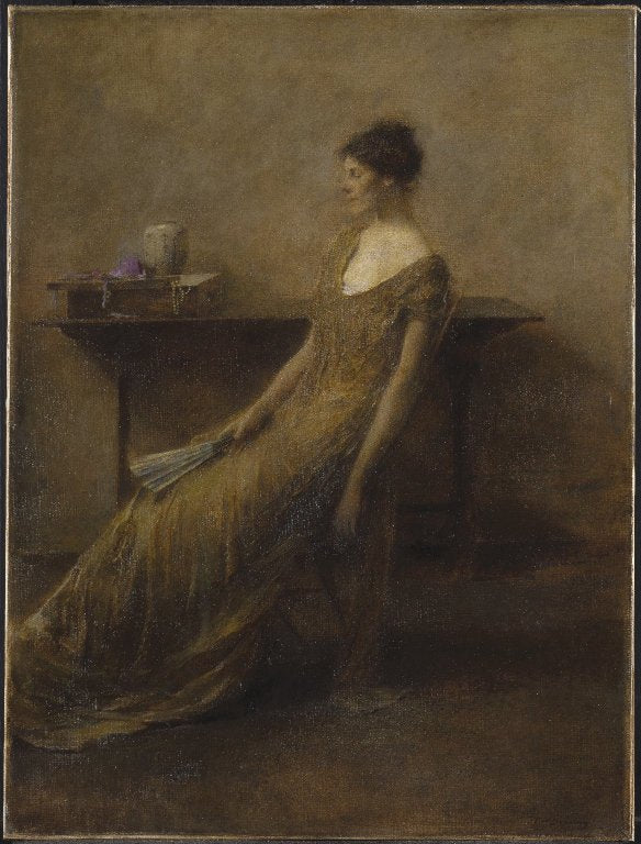 Lady in Gold, vintage artwork by Thomas Wilmer Dewing, 12x8" (A4) Poster