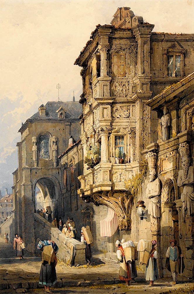 The Old Palace, Bamberg, vintage artwork by Samuel Prout, A3 (16x12") Poster Print