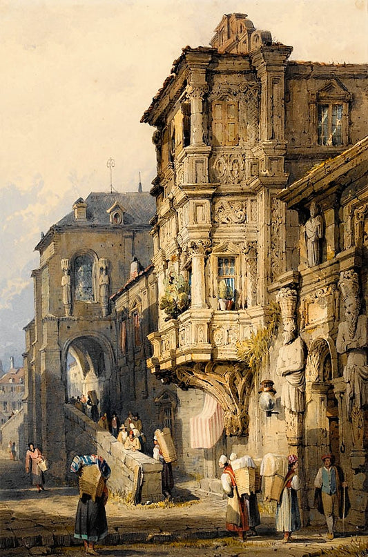 The Old Palace, Bamberg, vintage artwork by Samuel Prout, A3 (16x12") Poster Print