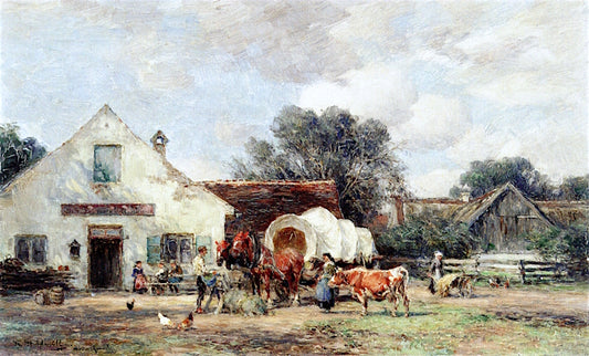 Outside the Inn, vintage artwork by Karl Stuhlmuller, 12x8" (A4) Poster