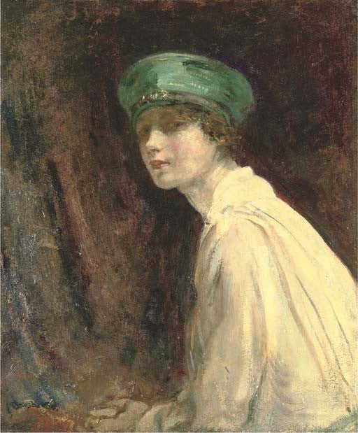The Green Hat, vintage artwork by Ambrose McEvoy, 12x8" (A4) Poster