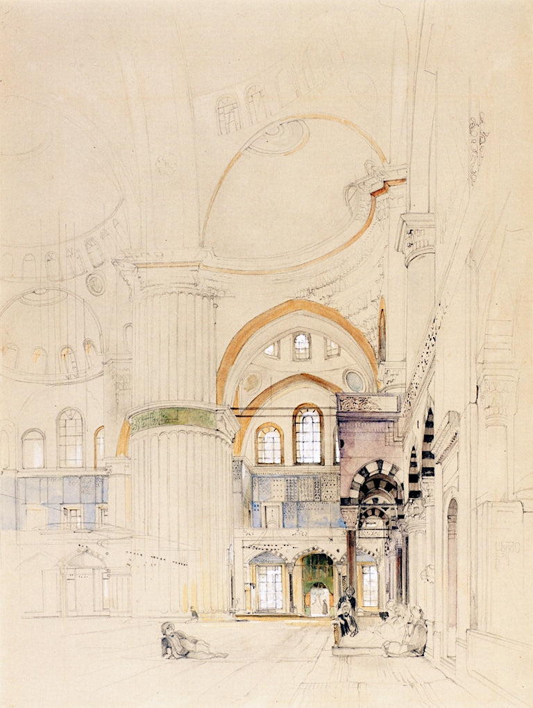 Interior of Sultanahmet Camli (The Blue Mosque), Constantinople, vintage artwork by John Frederick Lewis, RA, A3 (16x12") Poster Print