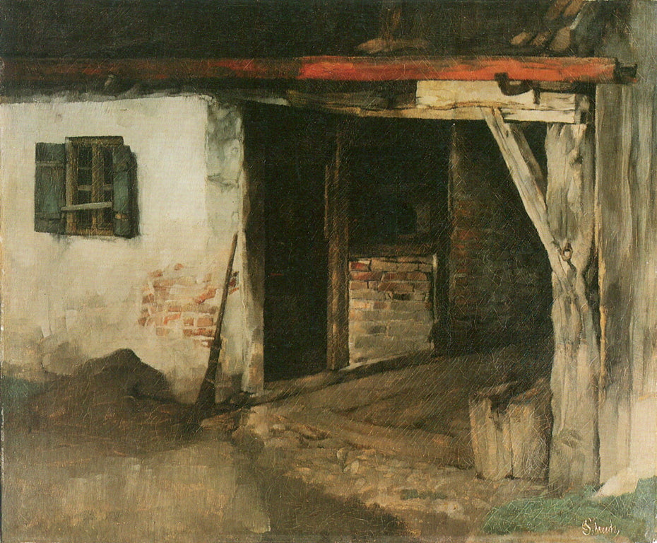 Smithy in Weβling, vintage artwork by Carl Eduard Schuch, 12x8" (A4) Poster