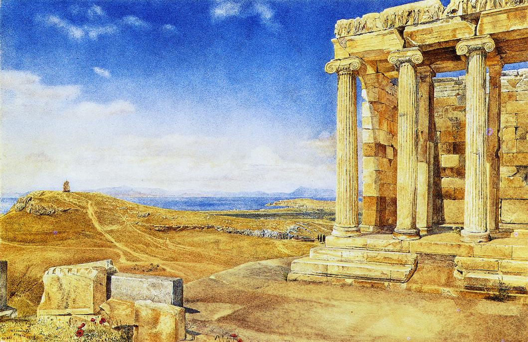 The Temple of Athena Nike on nthe Acropolis, vintage artwork by Henry Roderick Newman, 12x8" (A4) Poster