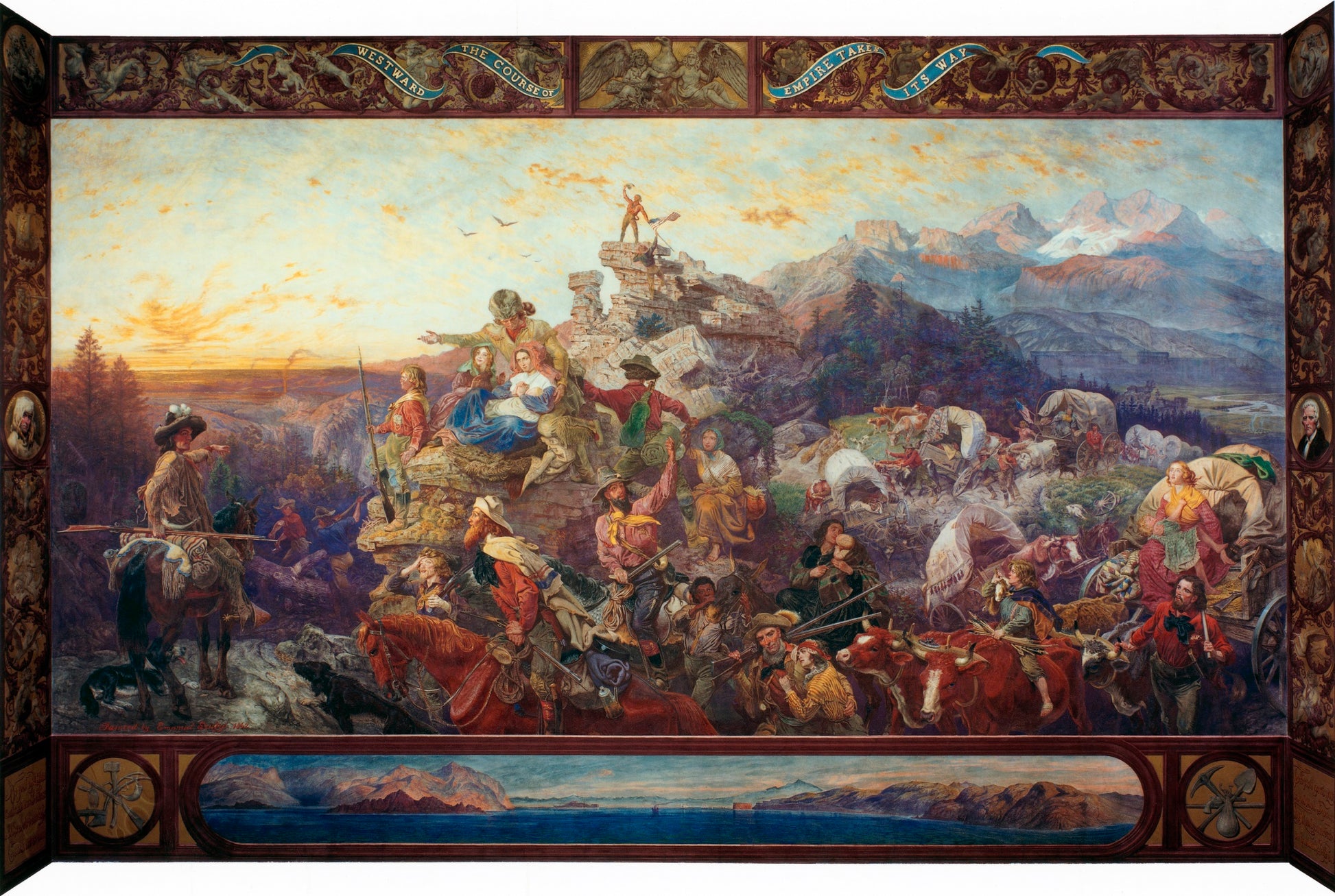 Westward the Course of Empire Takes Its Way, vintage artwork by Emanuel Gottlieb Leutze, A3 (16x12") Poster Print