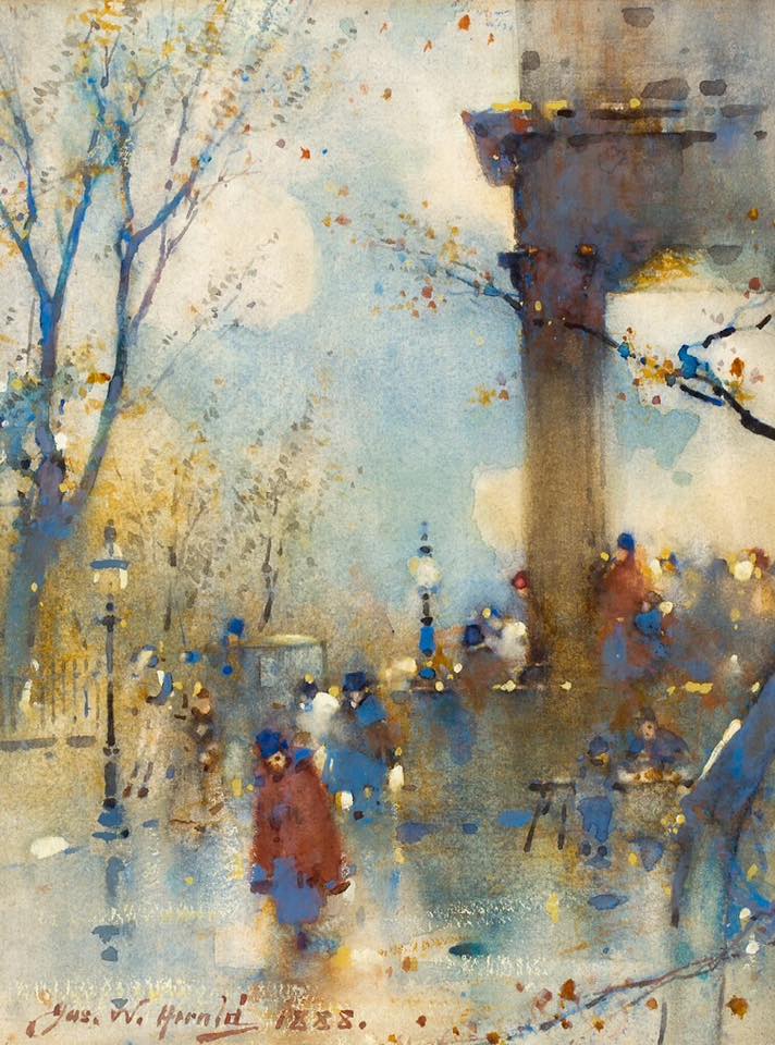 Morningside Halls. After the Concert, vintage artwork by James Watterston Herald, 12x8" (A4) Poster